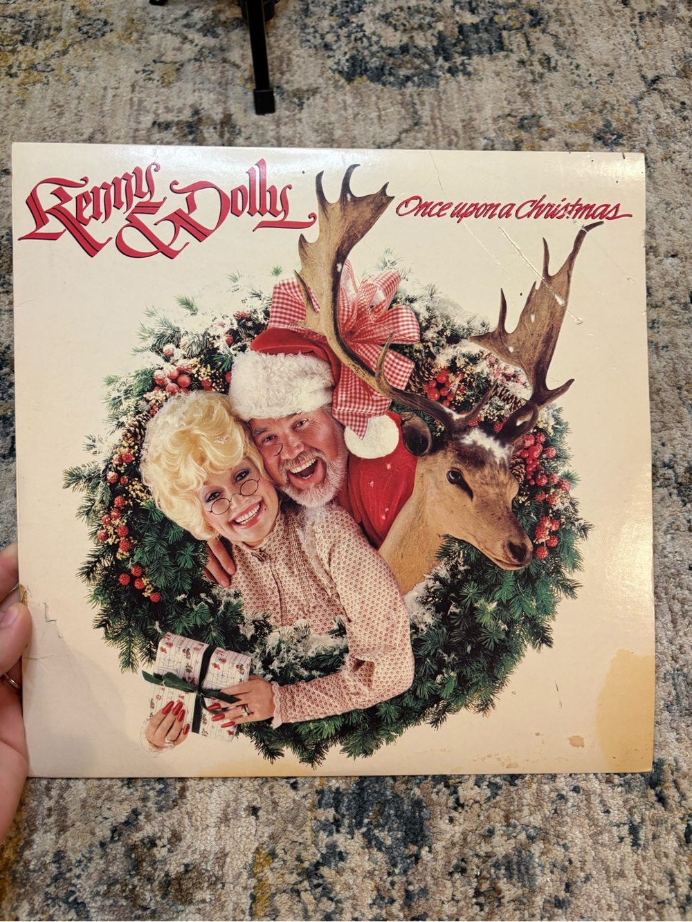 Vintage KENNY ROGERS and DOLLY PARTON Once Upon a Christmas VINYL LP RECORD